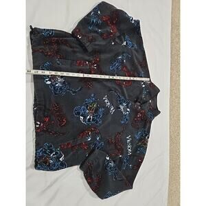 Marvel Venom Fleece Pullover Mens L Black Snap Neck All Over Print Sweatshirt